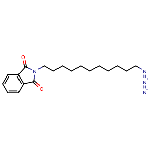 Chemical structure of 2-(11-azidoundecyl)-2,3-dihydro-1H-isoindole-1,3-dione , CAS 1363542-43-1, AChemBlock AD263187