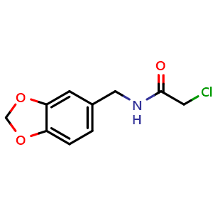 Chemical structure of N-(2H-1,3-benzodioxol-5-ylmethyl)-2-chloroacetamide , CAS 40023-03-8, AChemBlock AD263198