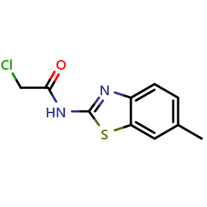 Chemical structure of 2-chloro-N-(6-methyl-1,3-benzothiazol-2-yl)acetamide , CAS 3174-15-0, AChemBlock AD263199