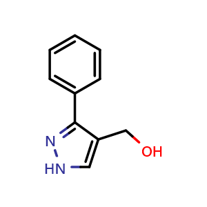 Chemical structure of (3-phenyl-1H-pyrazol-4-yl)methanol , CAS 149872-98-0, AChemBlock AD263209