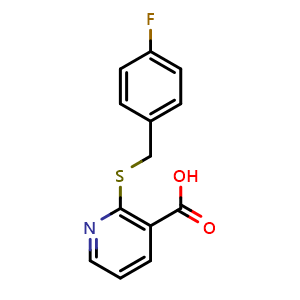 Chemical structure of 2-[(4-Fluorobenzyl)thio]nicotinic acid , CAS 460736-49-6, AChemBlock AD263214