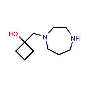Chemical structure of 1-[(1,4-diazepan-1-yl)methyl]cyclobutan-1-ol , CAS 2098500-79-7, AChemBlock AD263219