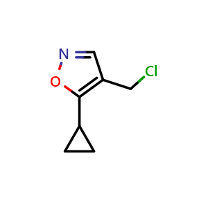 Chemical structure of 4-(chloromethyl)-5-cyclopropyl-1,2-oxazole , CAS 1423026-50-9, AChemBlock AD263227