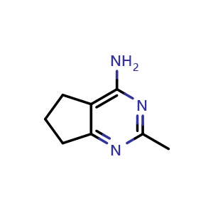 Chemical structure of 2-methyl-5H,6H,7H-cyclopenta[d]pyrimidin-4-amine , CAS 69390-17-6, AChemBlock AD263231