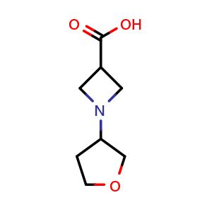 Chemical structure of 1-(oxolan-3-yl)azetidine-3-carboxylic acid , CAS 1339660-21-7, AChemBlock AD263235