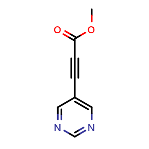 Chemical structure of Methyl 3-(pyrimidin-5-yl)prop-2-ynoate , CAS 1592602-23-7, AChemBlock AD263241