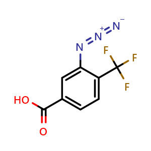 Chemical structure of 3-Azido-4-(trifluoromethyl)benzoic acid , CAS 3010275-26-7, AChemBlock AD263259