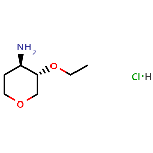 Chemical structure of (3S,4R)-3-ethoxyoxan-4-amine hydrochloride , AChemBlock AD263270