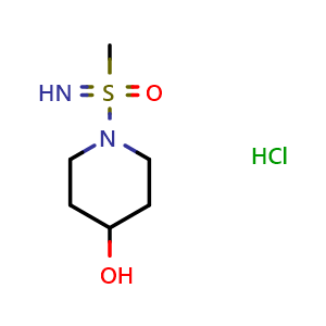 Chemical structure of 1-(S-methylsulfonimidoyl)piperidin-4-ol hydrochloride , CAS 3066888-67-0, AChemBlock AD263278