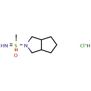 Chemical structure of Imino(methyl){octahydrocyclopenta[c]pyrrol-2-yl}-lambda6-sulfanone hydrochloride , CAS 3066888-70-5, AChemBlock AD263279