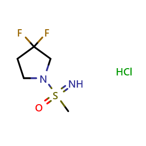 Chemical structure of 3,3-difluoro-1-(S-methylsulfonimidoyl)pyrrolidine hydrochloride , CAS 3066888-68-1, AChemBlock AD263280