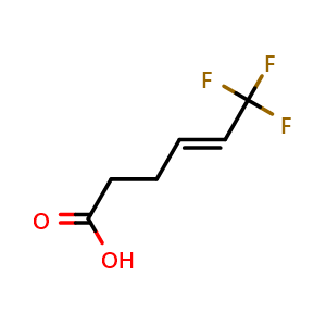 Chemical structure of (4E)-6,6,6-Trifluorohex-4-enoic acid , CAS 3054640-83-1, AChemBlock AD263282