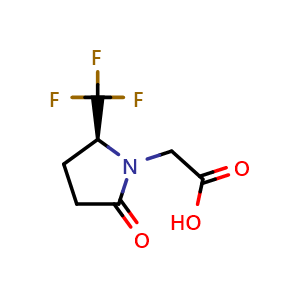 Chemical structure of 2-[(5S)-2-Oxo-5-(trifluoromethyl)pyrrolidin-1-yl]acetic acid , CAS 3066865-44-6, AChemBlock AD263285