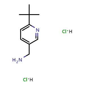 Chemical structure of 1-(6-tert-Butylpyridin-3-yl)methanamine dihydrochloride , CAS 3066657-86-8, AChemBlock AD263301