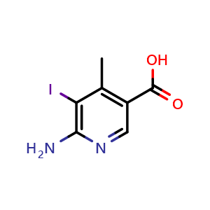 Chemical structure of 6-amino-5-iodo-4-methylpyridine-3-carboxylic acid , CAS 3054597-36-0, AChemBlock AD263310