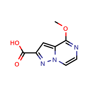 Chemical structure of 4-methoxypyrazolo[1,5-a]pyrazine-2-carboxylic acid , CAS 3054551-41-3, AChemBlock AD263311