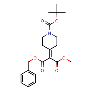 Chemical structure of tert-Butyl 4-(1-(benzyloxycarbonyl)-2-methoxy-2-oxoethylidene)piperidine-1-carboxylate , CAS 313491-20-2, AChemBlock AD263318