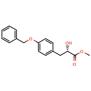 Chemical structure of (S)-Methyl 3-(4-(benzyloxy)phenyl)-2-hydroxypropanoate , CAS 481072-37-1, AChemBlock AD263320
