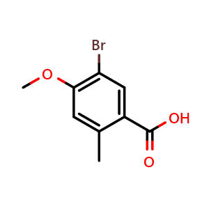 Chemical structure of 5-Bromo-4-methoxy-2-methylbenzoic acid , CAS 875245-69-5, AChemBlock AD263325