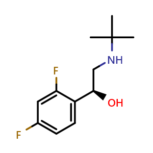 Chemical structure of (S)-2-(tert-Butylamino)-1-(2,4-difluorophenyl)ethanol , CAS 782482-50-2, AChemBlock AD263333