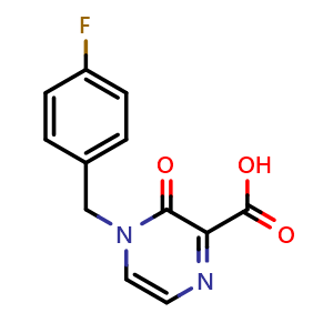 Chemical structure of 4-(4-Fluorobenzyl)-3-oxo-3,4-dihydropyrazine-2-carboxylic acid , CAS 1956306-66-3, AChemBlock AD263334