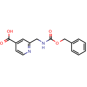 Chemical structure of 2-(phenylmethoxycarbonylaminomethyl)pyridine-4-carboxylic acid , CAS 1501057-36-8, AChemBlock AD263346