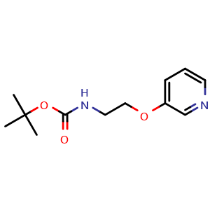 Chemical structure of tert-Butyl N-[2-(pyridin-3-yloxy)ethyl]carbamate , CAS 1824066-89-8, AChemBlock AD263353