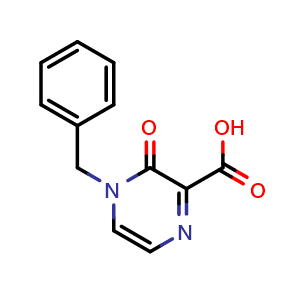 Chemical structure of 4-benzyl-3-oxo-3,4-dihydropyrazine-2-carboxylic acid , CAS 946505-42-6, AChemBlock AD263356