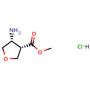 Chemical structure of (3S,4R)-methyl 4-amino-tetrahydrofuran-3-carboxylate hydrochloride , CAS 2331211-95-9, AChemBlock AD263376