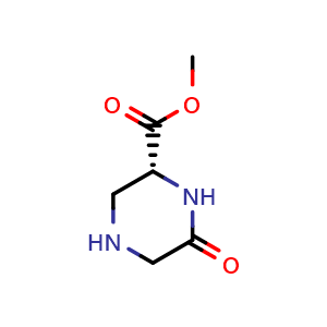 Chemical structure of (R)-methyl 6-oxopiperazine-2-carboxylate , CAS 126330-91-4, AChemBlock AD263378