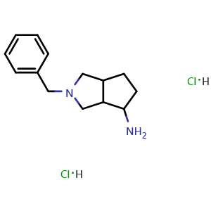 Chemical structure of 2-Benzyl-octahydro-cyclopenta[c]pyrrol-4-ylamine dihydrochloride , CAS 1956323-97-9, AChemBlock AD263381
