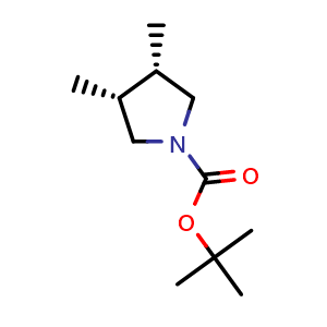 Chemical structure of cis-tert-butyl 3,4-dimethylpyrrolidine-1-carboxylate , CAS 2938996-81-5, AChemBlock AD263383