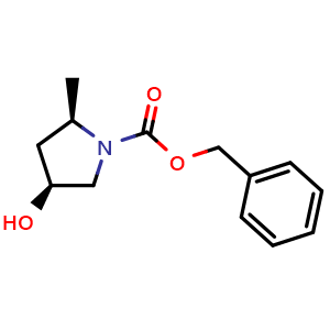 Chemical structure of (2R,4S)-benzyl 4-hydroxy-2-methylpyrrolidine-1-carboxylate , AChemBlock AD263403