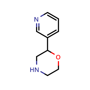 Chemical structure of 2-(Pyridin-3-yl)morpholine , CAS 90437-05-1, AChemBlock AD263440