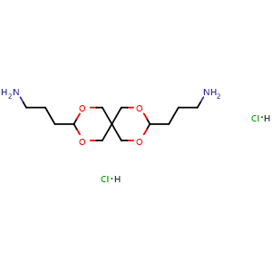 Chemical structure of 3,3'-(2,4,8,10-tetraoxaspiro[5.5]undecane-3,9-diyl)bis(propan-1-amine) dihydrochloride , CAS 27512-44-3, AChemBlock AD263453