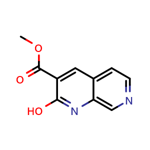 Chemical structure of Methyl 2-hydroxy-1,7-naphthyridine-3-carboxylate , CAS 1124194-67-7, AChemBlock AD263459
