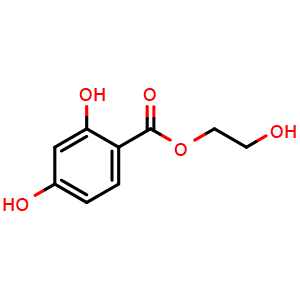 Chemical structure of 2-Hydroxyethyl 2,4-dihydroxybenzoate , CAS 145073-32-1, AChemBlock AD263488