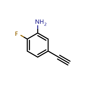 Chemical structure of 5-Ethynyl-2-fluoroaniline , CAS 1010422-58-8, AChemBlock AD263492