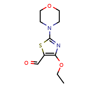 Chemical structure of 4-Ethoxy-2-morpholinothiazole-5-carbaldehyde , CAS 919016-55-0, AChemBlock AD263529