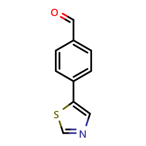 Chemical structure of 4-(Thiazol-5-yl)benzaldehyde , CAS 198904-40-4, AChemBlock AD263533