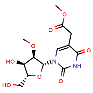 Chemical structure of 5-Methoxycarbonylmethyl-2'-O-methyluridine , CAS 60197-31-1, AChemBlock AD263537