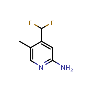 Chemical structure of 4-(Difluoromethyl)-5-methylpyridin-2-amine , CAS 1805167-15-0, AChemBlock AD263538