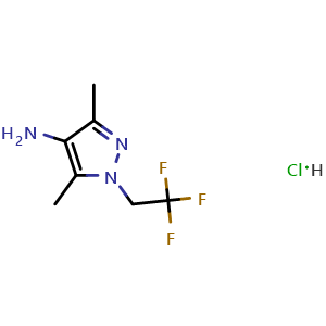Chemical structure of 3,5-Dimethyl-1-(2,2,2-trifluoroethyl)-1H-pyrazol-4-amine hydrochloride , CAS 1431966-31-2, AChemBlock AD263551