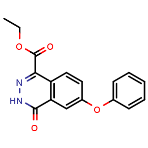 Chemical structure of Ethyl 4-oxo-6-phenoxy-3,4-dihydrophthalazine-1-carboxylate , CAS 2882975-88-2, AChemBlock AD263559