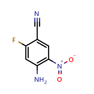 Chemical structure of 4-Amino-2-fluoro-5-nitro-benzonitrile , CAS 143151-03-5, AChemBlock AD263566