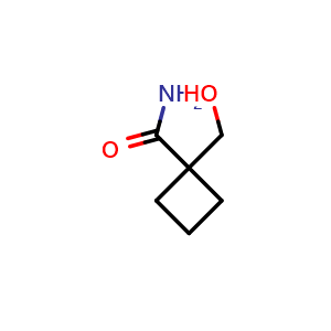 Chemical structure of 1-(Hydroxymethyl)cyclobutanecarboxamide , CAS 1123169-19-6, AChemBlock AD263575