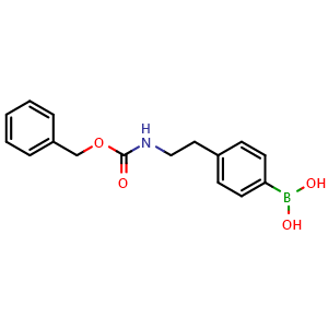Chemical structure of 4-(2-(Benzyloxycarbonylamino)ethyl)phenylboronicacid , CAS 957034-40-1, AChemBlock AD263588