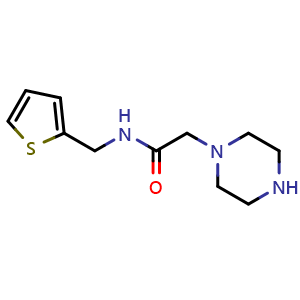 Chemical structure of 2-Piperazin-1-yl-N-(thien-2-ylmethyl)acetamide , CAS 946680-80-4, AChemBlock AD263604