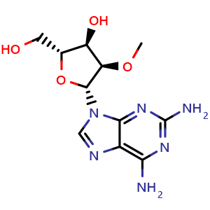 Chemical structure of 2-Amino-2'-O-methyladenosine , CAS 80791-87-3, AChemBlock AD263630