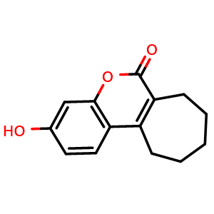 Chemical structure of 3-Hydroxy-8,9,10,11-tetrahydrocyclohepta[c]chromen-6(7H)-one , CAS 83688-44-2, AChemBlock AD263648